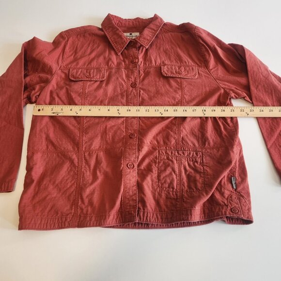 Woolrich Cotton Jacket Shacket Unlined Light Button Up Henna Red Womens XL - Picture 8 of 9